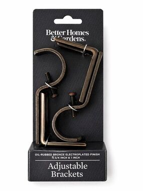Better Homes & Gardens Adjustable Curtain Rod Brackets Bronze Set New